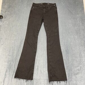 AG Adriano Goldschmied The Angel Bootcut Jeans Women 28W Black Denim Frayed Hem